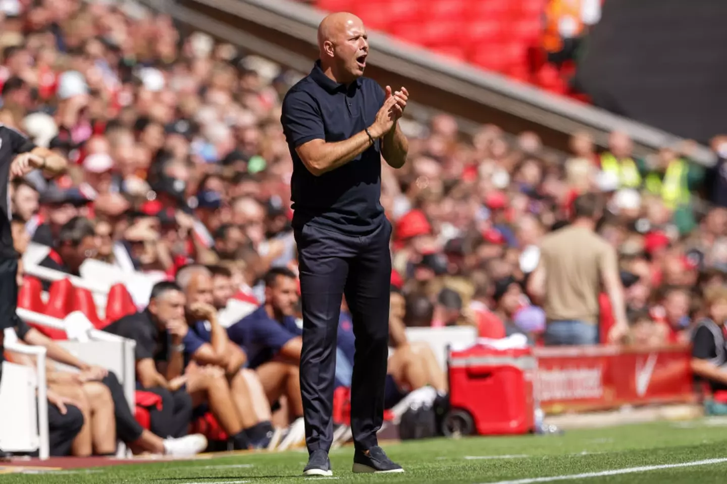 Arne Slot's first match at Anfield was a 4-1 victory over Sevilla. (Image: Getty)