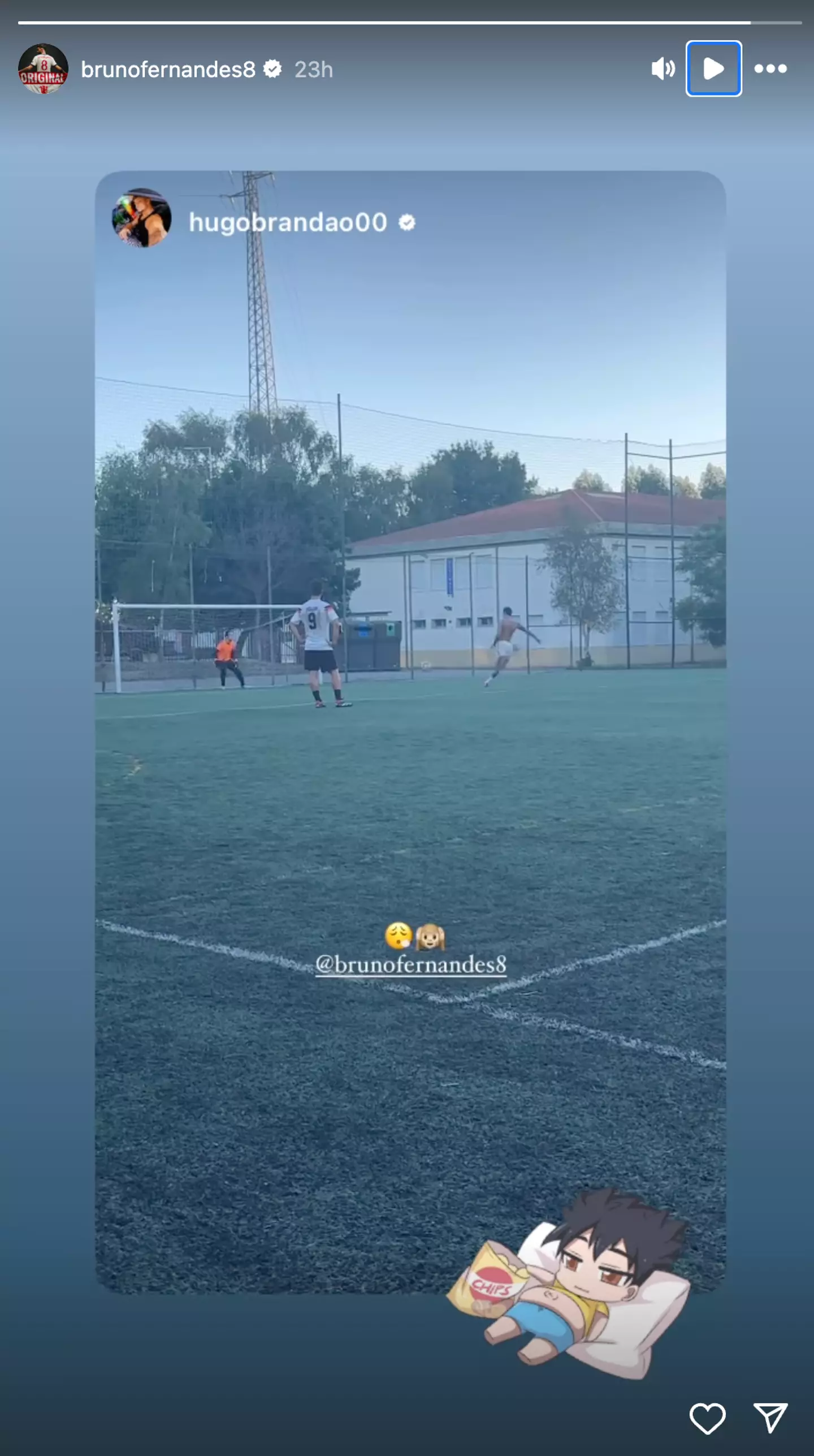 Bruno shared the penalty on his Instagram Story. [@brunofernandes8]